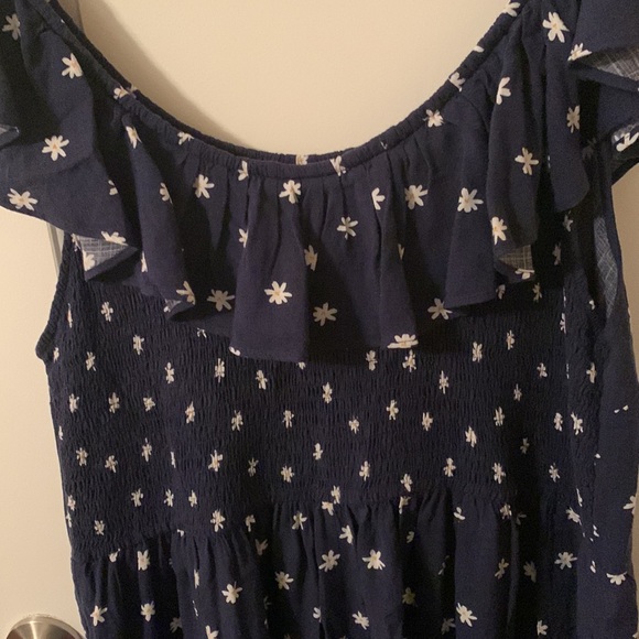 NWT Ava & Viv maxi navy w/white daisies sleeveless ruffled collar dress. Size 1x - Picture 7 of 12